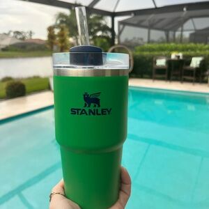 Stanley Vibrant Green Travel Tumbler with Clear Straw